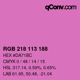 Color code: RGB 218 113 188 | qconv.com