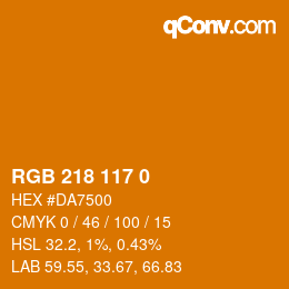 Color code: RGB 218 117 0 | qconv.com