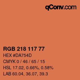 Color code: RGB 218 117 77 | qconv.com