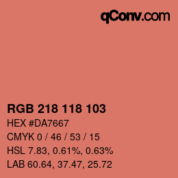 Color code: RGB 218 118 103 | qconv.com