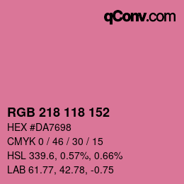 Color code: RGB 218 118 152 | qconv.com