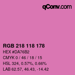 カラーコード: RGB 218 118 178 | qconv.com