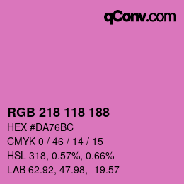 Color code: RGB 218 118 188 | qconv.com