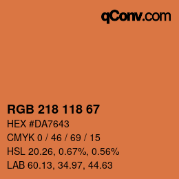 颜色代码: RGB 218 118 67 | qconv.com