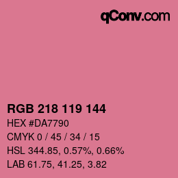 颜色代码: RGB 218 119 144 | qconv.com