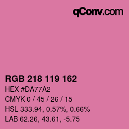 カラーコード: RGB 218 119 162 | qconv.com