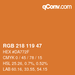颜色代码: RGB 218 119 47 | qconv.com