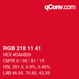 Color code: RGB 218 11 41 | qconv.com