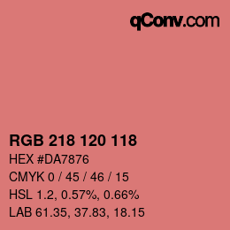 颜色代码: RGB 218 120 118 | qconv.com