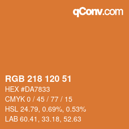 Color code: RGB 218 120 51 | qconv.com