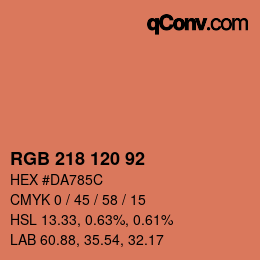 カラーコード: RGB 218 120 92 | qconv.com