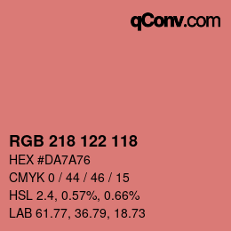 カラーコード: RGB 218 122 118 | qconv.com