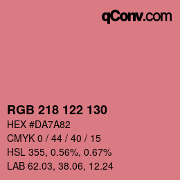 カラーコード: RGB 218 122 130 | qconv.com