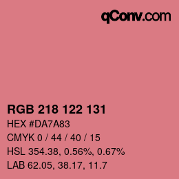Código de color: RGB 218 122 131 | qconv.com