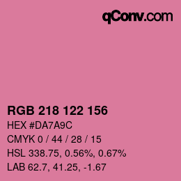 カラーコード: RGB 218 122 156 | qconv.com