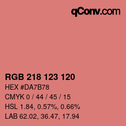 颜色代码: RGB 218 123 120 | qconv.com