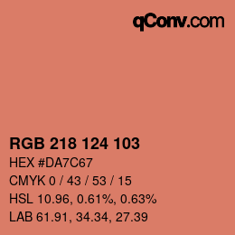 カラーコード: RGB 218 124 103 | qconv.com