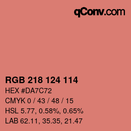 Color code: RGB 218 124 114 | qconv.com