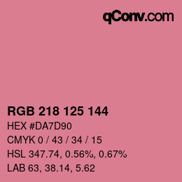 Color code: RGB 218 125 144 | qconv.com