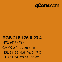 カラーコード: RGB 218 126.8 23.4 | qconv.com