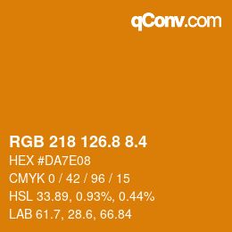 カラーコード: RGB 218 126.8 8.4 | qconv.com