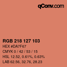Color code: RGB 218 127 103 | qconv.com