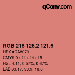 カラーコード: RGB 218 128.2 121.6 | qconv.com