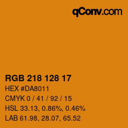 颜色代码: RGB 218 128 17 | qconv.com