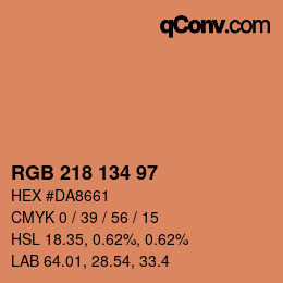Color code: RGB 218 134 97 | qconv.com