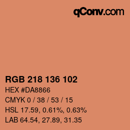 Color code: RGB 218 136 102 | qconv.com