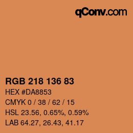 Color code: RGB 218 136 83 | qconv.com