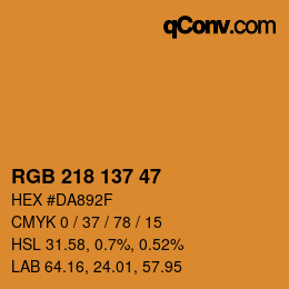 Color code: RGB 218 137 47 | qconv.com