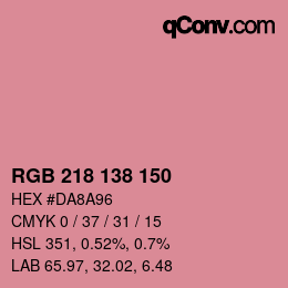 Color code: RGB 218 138 150 | qconv.com