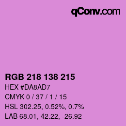 カラーコード: RGB 218 138 215 | qconv.com
