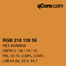 Color code: RGB 218 139 56 | qconv.com