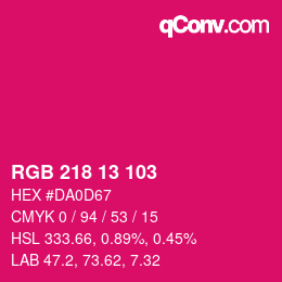 颜色代码: RGB 218 13 103 | qconv.com