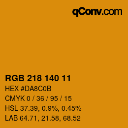 カラーコード: RGB 218 140 11 | qconv.com