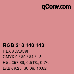 Color code: RGB 218 140 143 | qconv.com