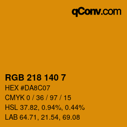 颜色代码: RGB 218 140 7 | qconv.com
