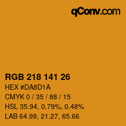 Color code: RGB 218 141 26 | qconv.com