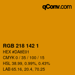 Color code: RGB 218 142 1 | qconv.com