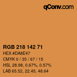 Color code: RGB 218 142 71 | qconv.com