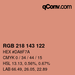 カラーコード: RGB 218 143 122 | qconv.com
