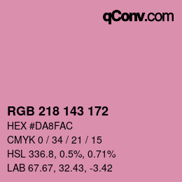 Color code: RGB 218 143 172 | qconv.com