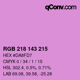 カラーコード: RGB 218 143 215 | qconv.com