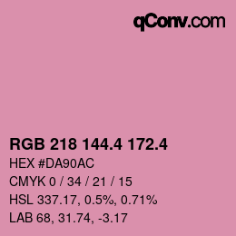 カラーコード: RGB 218 144.4 172.4 | qconv.com