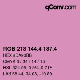 カラーコード: RGB 218 144.4 187.4 | qconv.com