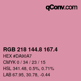 カラーコード: RGB 218 144.8 167.4 | qconv.com