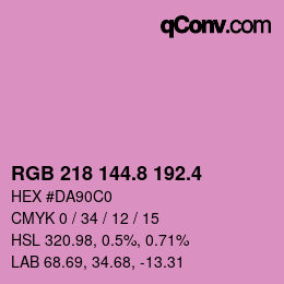 カラーコード: RGB 218 144.8 192.4 | qconv.com