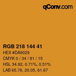 Color code: RGB 218 144 41 | qconv.com